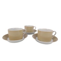 Vintage Set of 3 Fitz &amp; Floyd RONDELET TAUPE Cup &amp; Saucers Tan &amp; White c... - £23.15 GBP