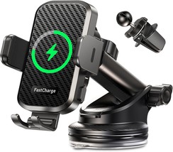 Wireless Car Charger with Phone Holder Mount 15W Fast Charging Auto Clamping Pho - $48.19