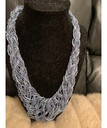 EUC Vintage Blue Braided Bead Necklace - £18.69 GBP