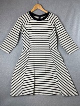 Banana Republic Coastal Knit Fit Flare Dress Womens 12 Stripe Casual Stretch - $31.77