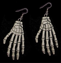 Walking Dead Skeleton-ZOMBIE MUMMY HANDS EARRINGS-Gothic Reaper Costume Jewelry - £7.19 GBP