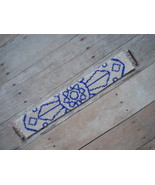 Bracelet: Blue &amp; White Mandala Design, Peyote Stitch, Tube Clasp - £30.49 GBP