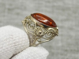 Beautiful vintage amber ring size 17.5mm - £14.41 GBP