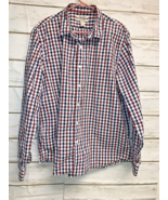 XXL Good Threads Mens Button Front Shirt Plaid Maroon Black White Lng Sl... - $18.10