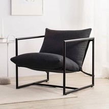 Modern Dark Grey Upholstered Accent Chair with Metal Frame - $4,791.73 MXN