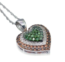 1.6CT Round Lab-Created Green Emerald Heart Pendant Necklace 925 Sterling Silver - £68.96 GBP