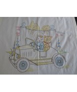 Vintage Handmade EMBROIDERED TINTED Cotton CRIB COVER - 33-1/2&quot; x 45-1/2&quot; - £19.66 GBP