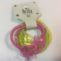 Girls Pack of 4 Multicolored Neon Ponytail holders Glitter STARS  Sliders - £1.19 GBP