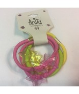 Girls Pack of 4 Multicolored Neon Ponytail holders Glitter STARS  Sliders - £1.17 GBP