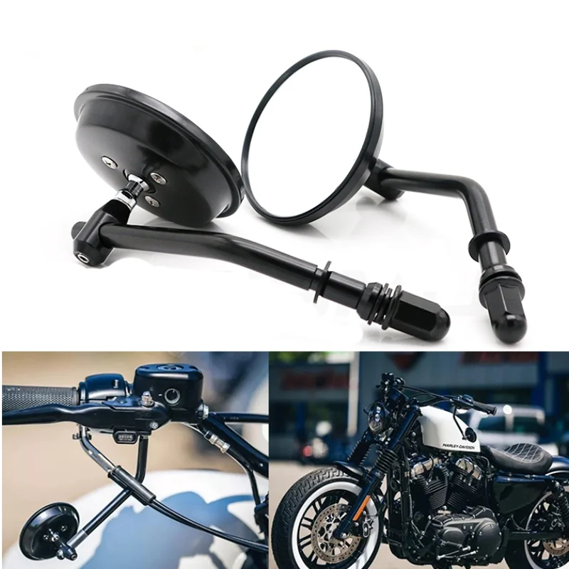 M8 Motorcycle Round Rearview Mirror Side Mirrors Retro Rear Mirrors For Harley - £26.12 GBP+