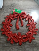 (2) Christmas House Red Glittery Poinsettia Ornament Decoration. New - £11.72 GBP