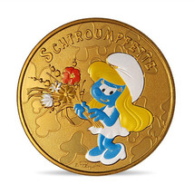 France Coin Medal 2021 Smurfette The Smurfs Colored Nordic Gold Cartoon 01859 - £35.13 GBP