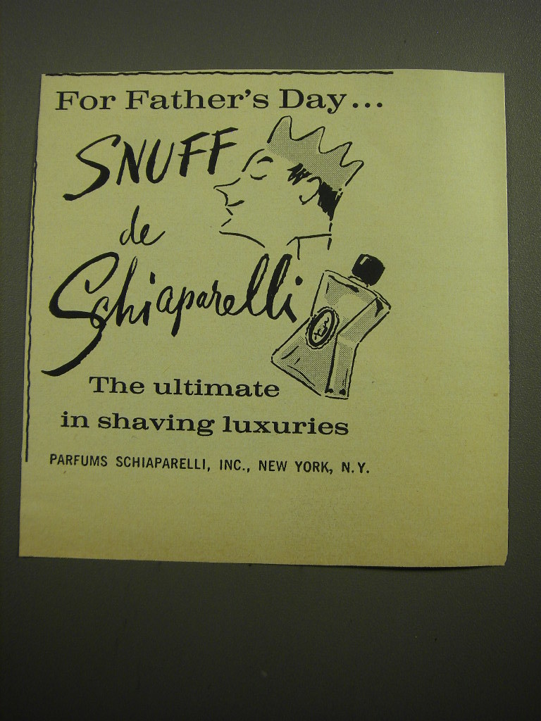 Primary image for 1960 Snuff de Schiaparelli Advertisement - For Father's Day