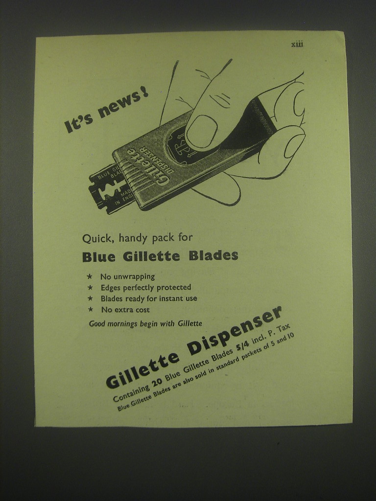 1949 Gillette Dispenser Razor Blades Ad - It's news - $18.49