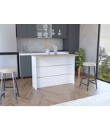 White/Pine Kitchen Island: 2-Tier Storage &amp; Workstation - $469.79 CAD