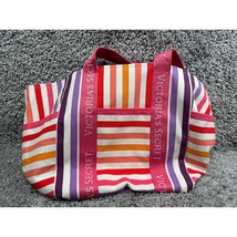 Victoria&#39;s Secret Weekender Tote Bag Multicolor Striped Logo Gym Travel ... - $23.67