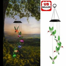 Color-Changing Led Solar Powered Hummingbird Wind Chime Lights Yard Garden Decor - £18.80 GBP
