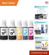 T502 Ink Refill for Ecotank Printers - 4 Colors, Easy Spill-Free Filling - $39.87