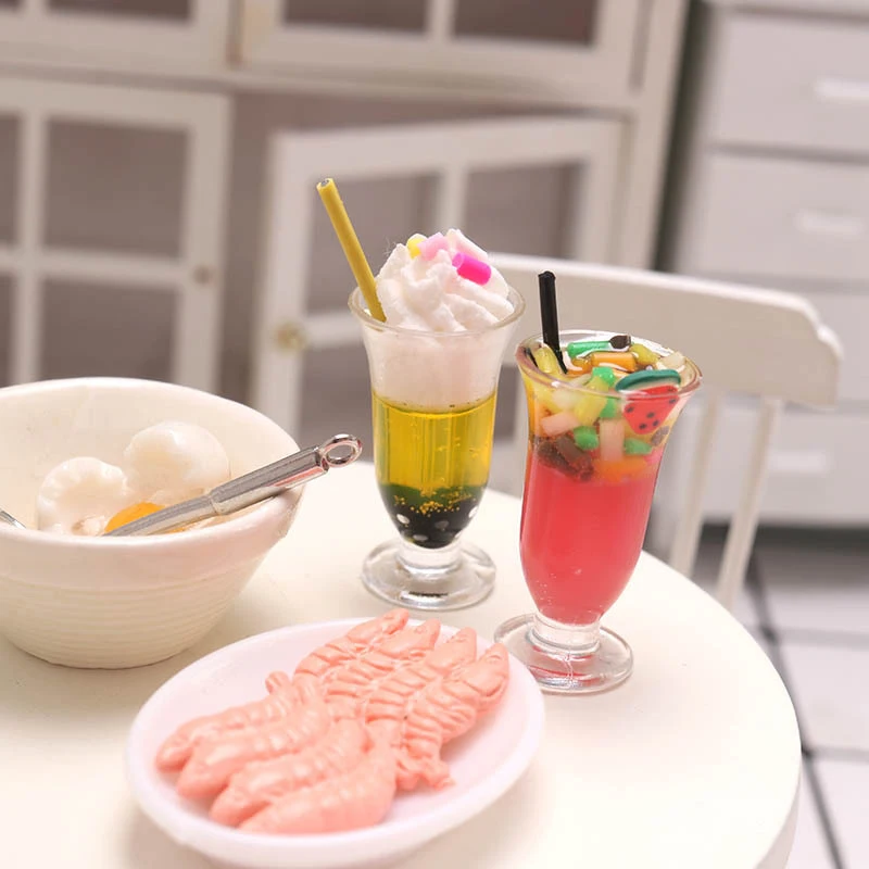 1:12 Scale Dollhouse Miniature Food Macaron Fruit Drink Goblet Bottle for - £4.80 GBP+