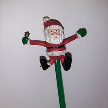 Vintage Fun World Christmas Santa Claus Bendy Pencil Topper &amp; Pencil UNUSED - £6.32 GBP