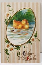 Easter Greetings Embossed Duck Floating Surrounded by Daisies Postcard D14 - £3.09 GBP