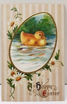 Easter Greetings Embossed Duck Floating Surrounded by Daisies Postcard D14 - £2.95 GBP