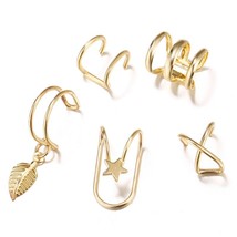 Modyle 5pcs/set Fashion Gold Color Ear Cuffs Leaf Clip Earrings for Women Climbe - £8.65 GBP