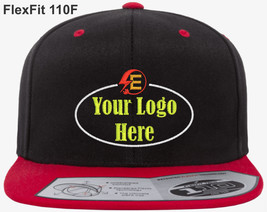 Flexfit 110F Wool Blend / Flat Bill / Snap Back with Custom Embroidered Logo or  - £25.69 GBP