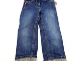 Gymboree Toddler Girls Size 4 Bootcut Denim Blue Jeans Red Flower Zippers - $9.80