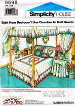 1990 BEDROOM ENSEMBLE Coverlet, Curtains, Canopy, Pillows, etc  Pattern 9598-s - $10.00