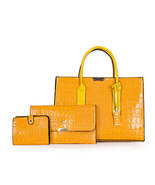 Women Fashion Pantent Leather 3 Sets Messenger Bags Crocodile Female Cro... - £55.74 GBP+