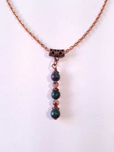 Ruby Zoisite Agate Copper Necklace Earrings Set: Boho Jewelry - $47.88 CAD