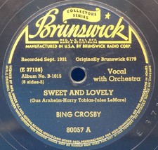 Bing Crosby 78 Sweet And Lovely / I Apologize EE+ SH3D - £5.54 GBP
