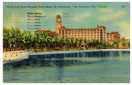 Vinoy Park Hotel showing Yacht Basin St Petersburg Florida Postcard Posted 1945 - £5.20 GBP