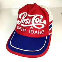 Pepsi-Cola North Idaho 3 Stripe Red &amp; Blue Mesh Trucker Snapback Hat Cap... - $58.82