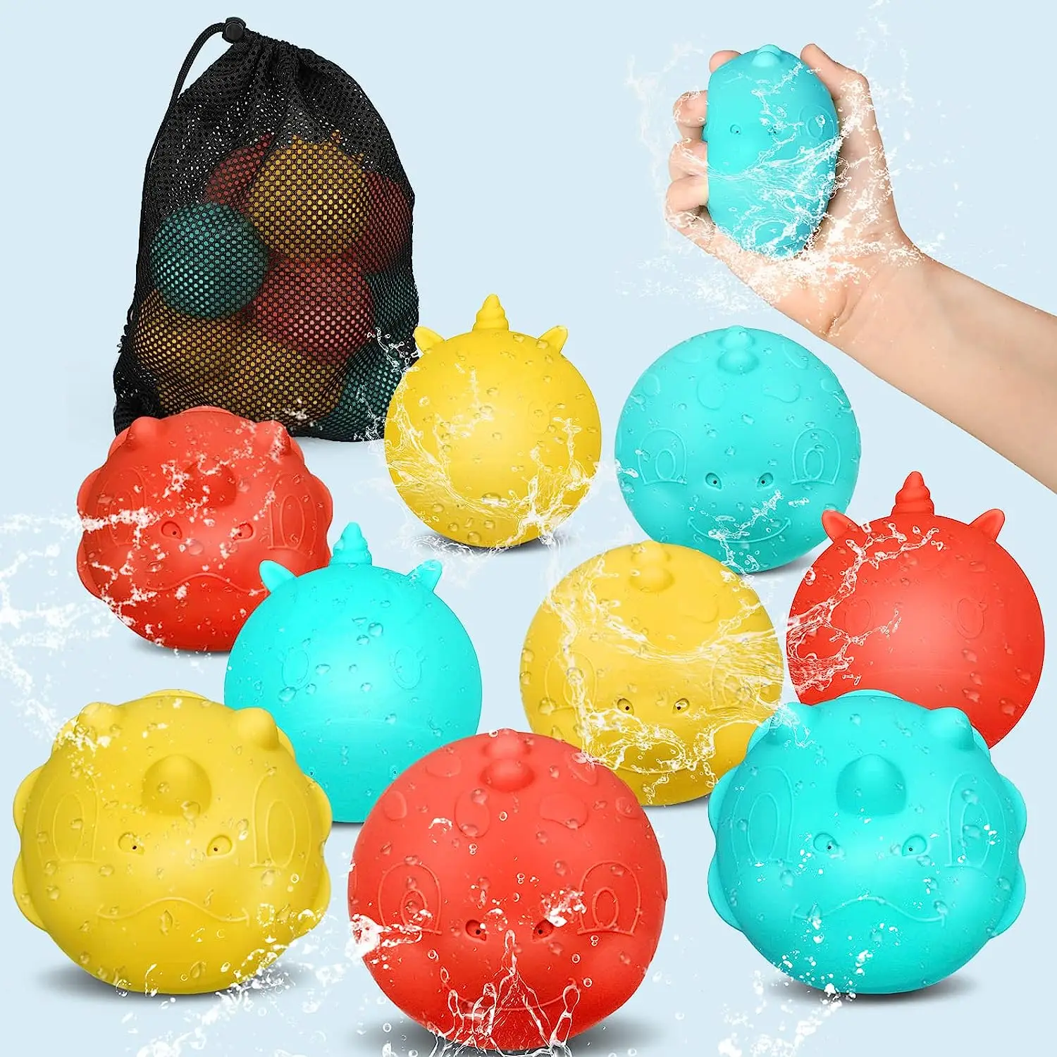 6PCS Reusable Water Balloons Silicone Water Balloons with Mesh Bag Water Bo - £14.70 GBP