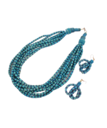 Blue Bead Necklace and Earring Set 24 Inches Resort Wear Perfect for the... - €9,42 EUR