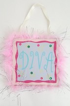 Christmas Set Of 4 Diva Sign and Pink Feathers and Feather Dangle Ornaments - $14.01