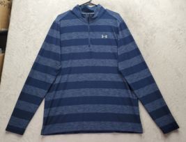 Under armour Shirt Mens Large Navy Striped Polyester Long Sleeve Logo 1/... - £13.09 GBP