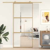 Sliding Door Gold 90x205 cm Clear ESG Glass and Aluminium - £115.13 GBP