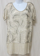 Vintage Flapper Blouse Top Beaded Silk Costume Theater Show Pearl Lined Feather - £77.86 GBP