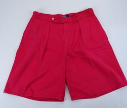 Vintage Polo Ralph Lauren Mens Shorts 34 Chino Red Made USA Twill Waist ... - £18.63 GBP