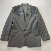 Vtg Pioneer Wear 46R Gray Tweed USA Made Western Yoke Blazer Jacket Spor... - £54.05 GBP