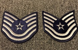 1 Pair 2 Patches 1976-1993 Usaf Air Force Rank Technical Serg EAN T E-6 Blue Male - £12.94 GBP