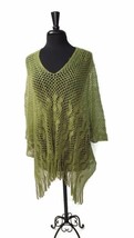 HELEN WELSH Knitted Womens Pretty green Poncho Top One Size Fits S M L I... - £12.50 GBP