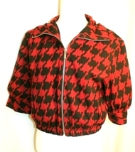 EXPRESS JACKET COAT SIZE SMALL RED &amp; BLACK HOUNDSTOOTH CHECKED FULL ZIP ... - £18.33 GBP
