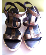NEW Born Copper Metallic Brown Leather Strappy Straw Wedge Heels Sandals... - £68.04 GBP