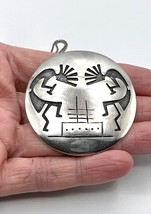 Vintage Hopi Handmade Sterling Silver Kokopelli Pendant Pin Brooch Necklace - £71.93 GBP