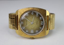 Vintage 1960&#39;s Timex Gold Tone &quot;Ufo&quot; Electric Spaghetti Fade Square - £27.16 GBP