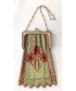 ANTIQUE WHITING &amp; DAVIS HAND-PAINTED ENAMEL MESH PURSE w/RARE FLOWER VAS... - $225.00
